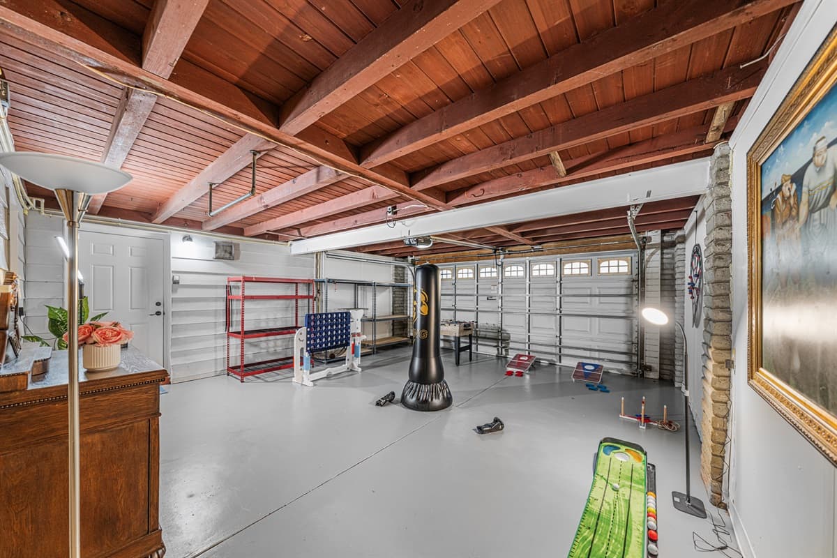 This large game room offers plenty of room to play, move around, and enjoy multiple activities at once.