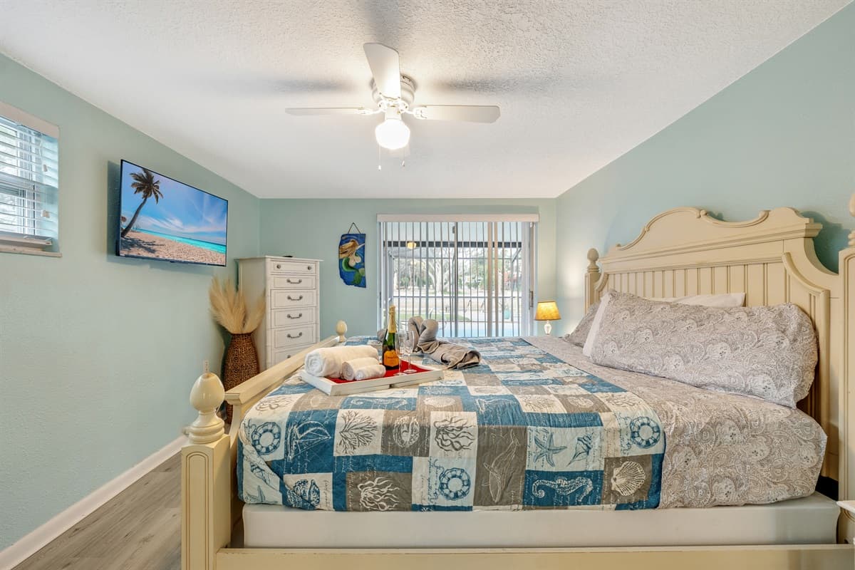 Whether you're unwinding after a day of exploration or settling in for a cozy night, the luxurious king-sized bed becomes your sanctuary in this home away from home.