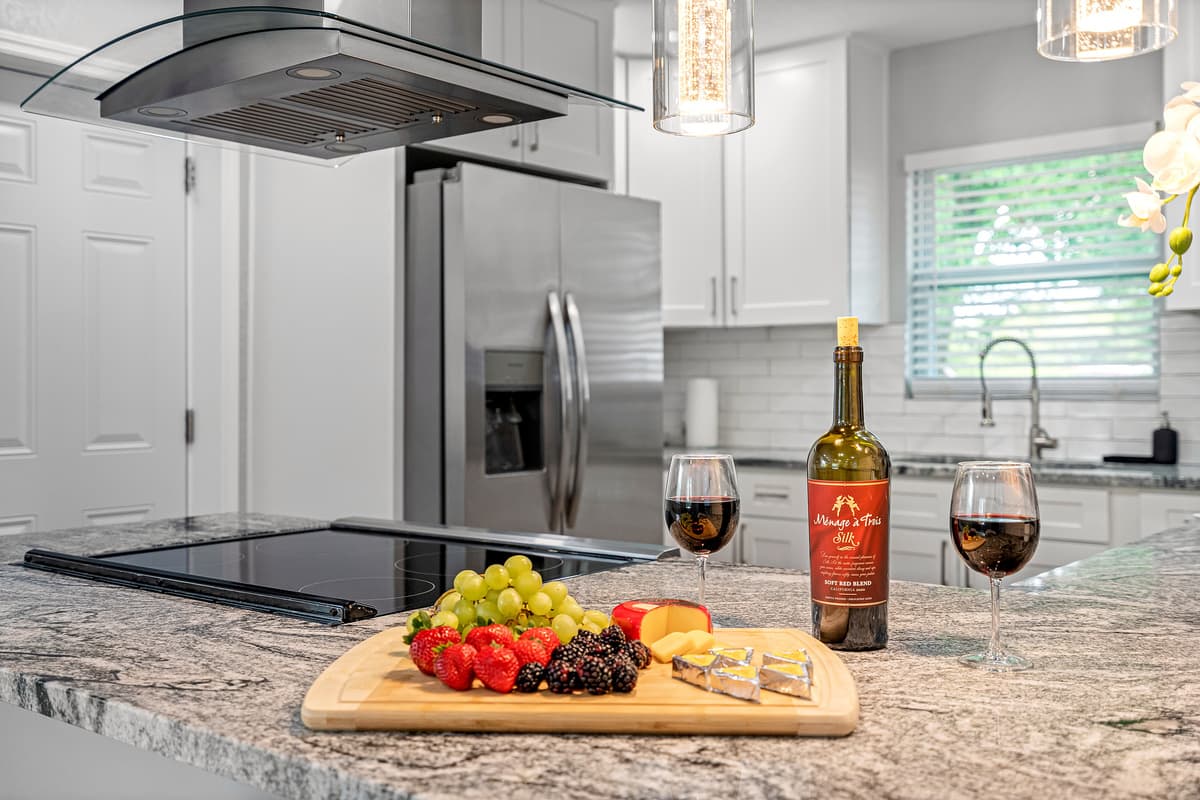 Never miss a story while getting the food ready! With our open space concept, you could bond with family and friends while making sure everyone would love the food they would eat! Book this property now!