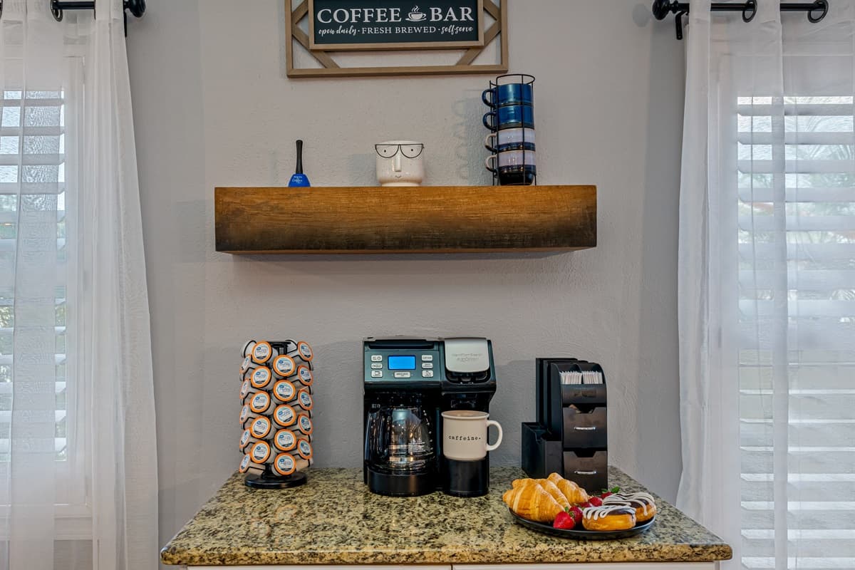 Perk up your day and fuel your soul with our heavenly coffee station.