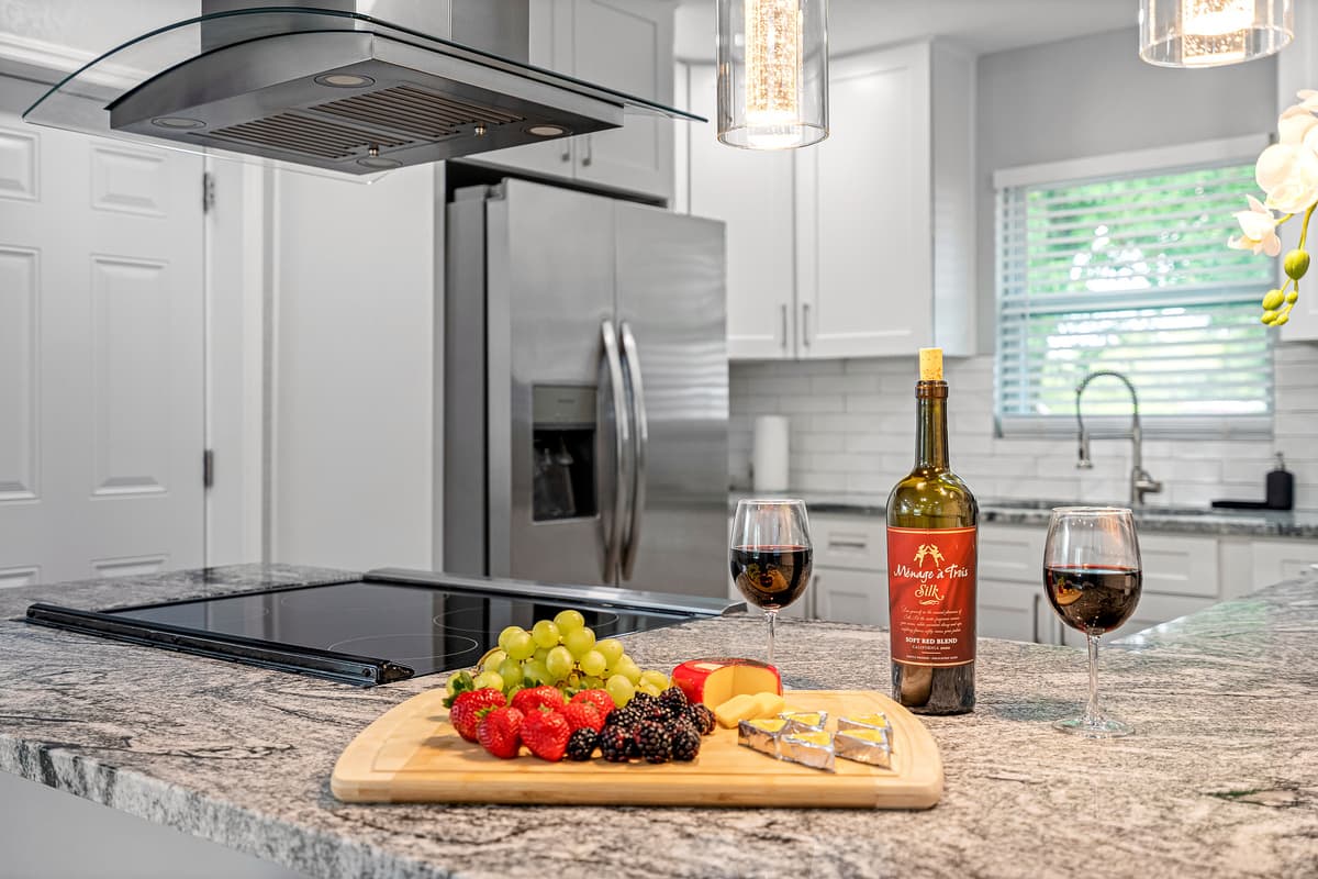 Never miss a story while getting the food ready! With our open space concept, you could bond with family and friends while making sure everyone would love the food they would eat! Book this property now!