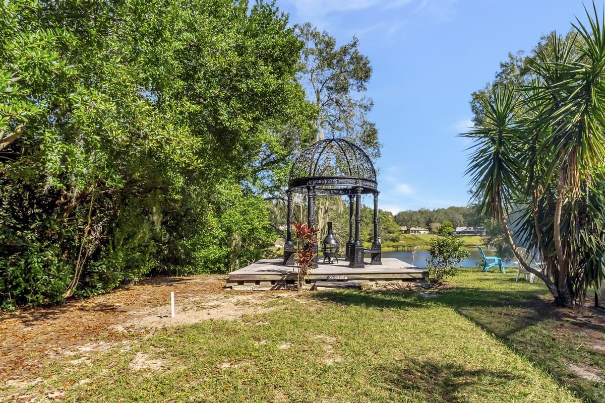 Discover serenity in our vast outdoor haven, where ample seating and breathtaking lake views set the stage for unforgettable moments.