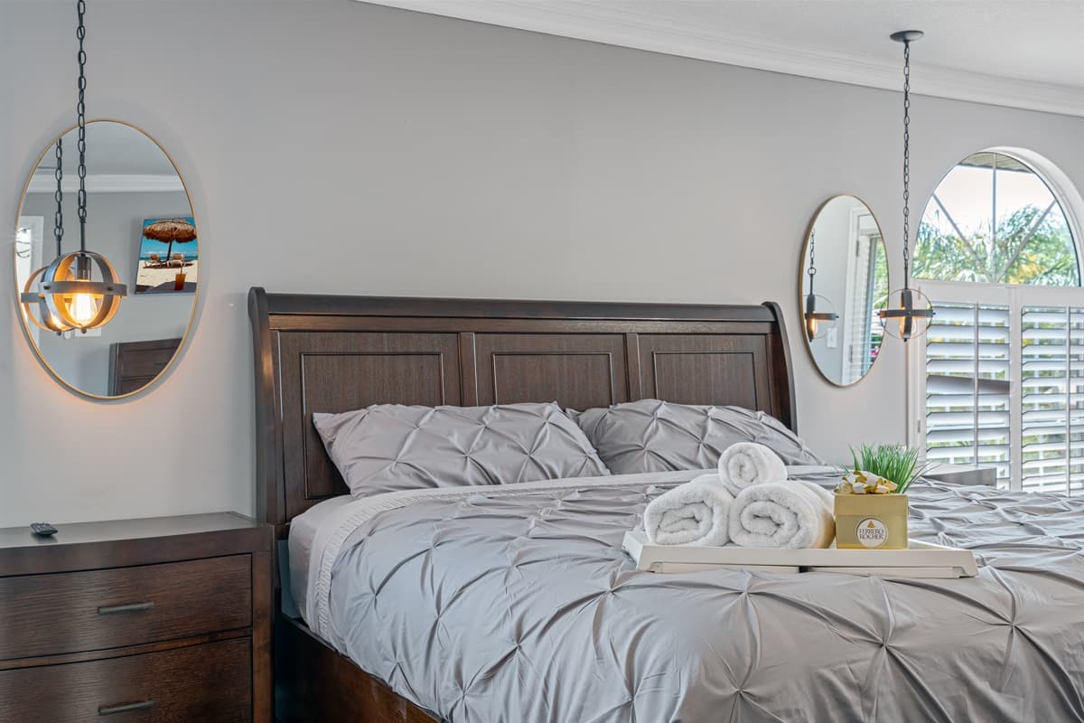 Drift off into a world of serenity and style with our dreamy bedroom.