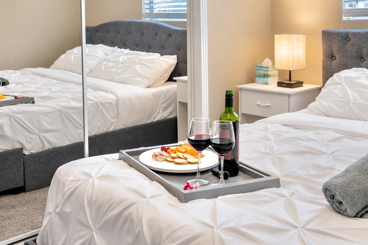 This well-appointed bedroom is not just a place to rest your head but a sanctuary of relaxation and rejuvenation.