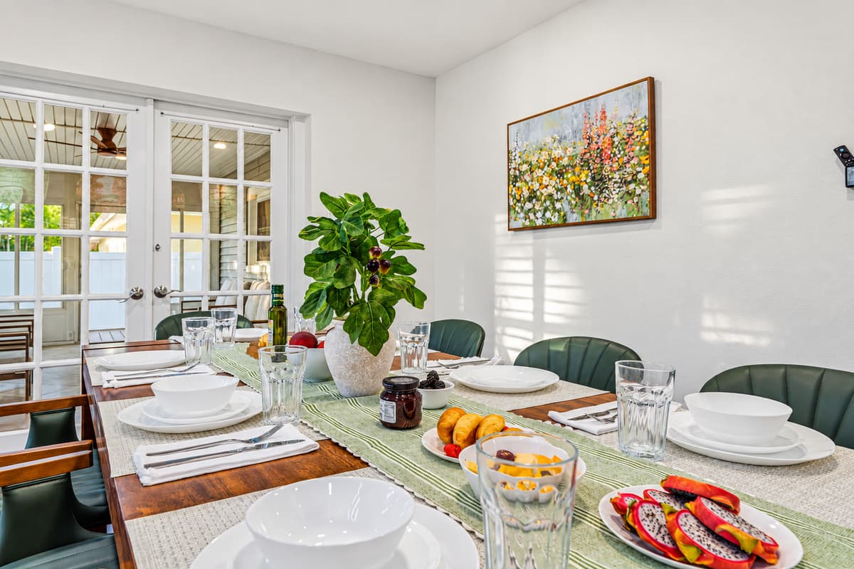 Spacious dining room with direct access to outdoor areas—perfect for indoor-outdoor living 