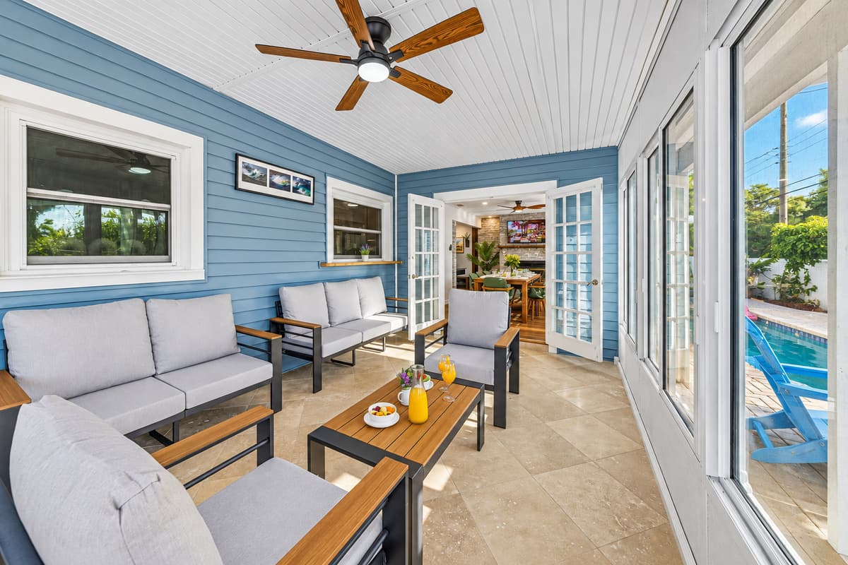 Covered outdoor lounge area—perfect for morning coffee or evening relaxation with comfortable seating and fresh air.