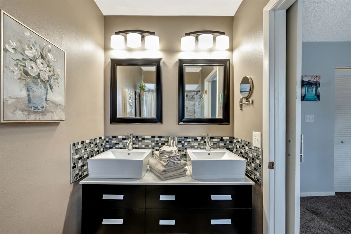 Thoughtfully selected lighting fixtures contribute to a bright and welcoming ambiance.