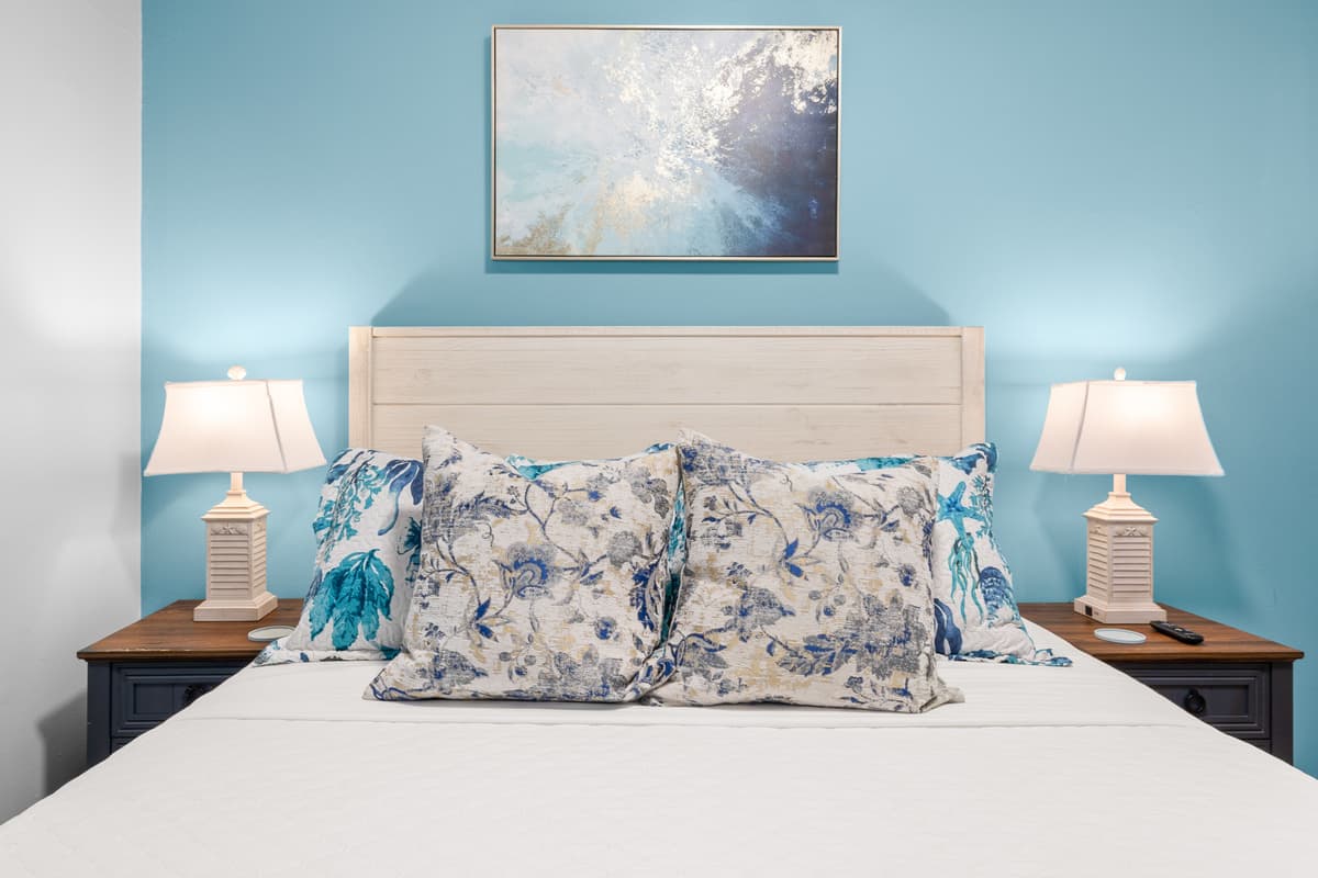 Bedroom details at Flamingo Palms.