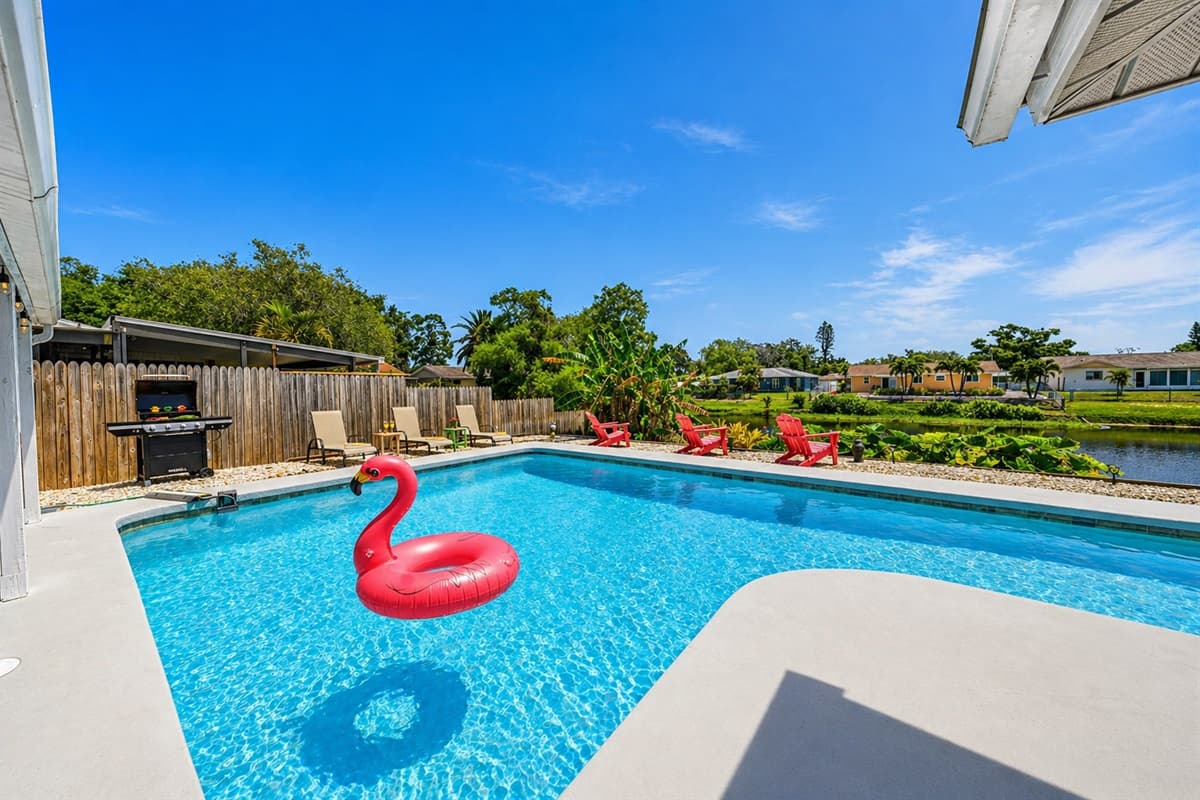 Cool off in the private pool with amazing scenery.