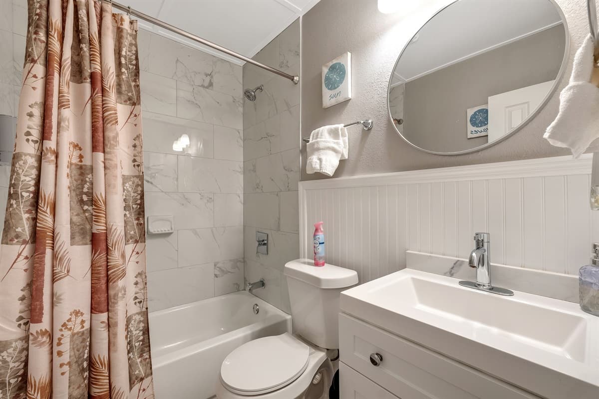 The centerpiece of this bathroom masterpiece is the indulgent bathtub.
