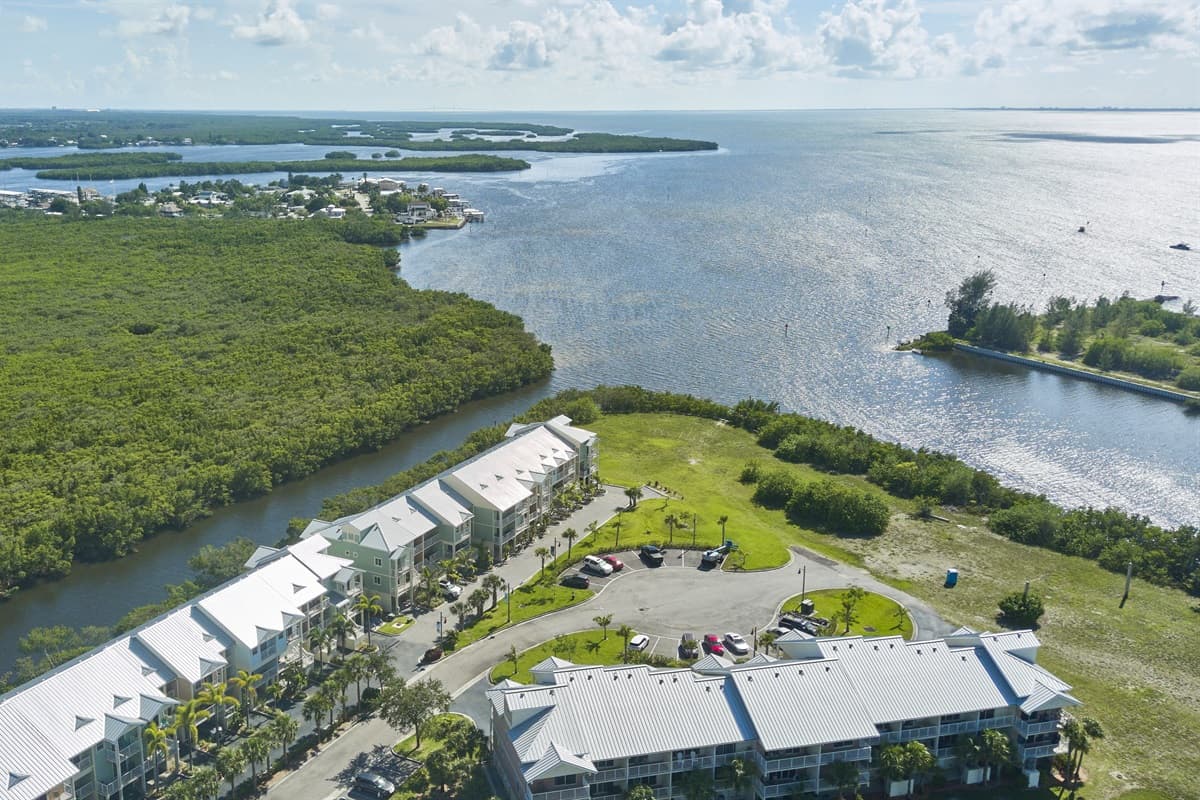 An enchanting aerial perspective capturing the charm of the property's surroundings.