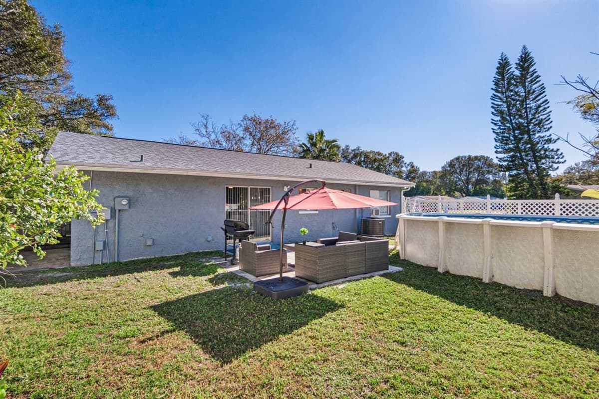 Spacious area for friends and family to create wonderful memories together. Make the most of your stay with our amazing heated pool while grilling steaks and burgers on the side. Book this property now!