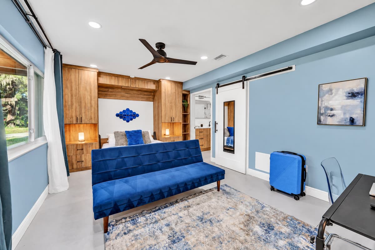 A living room inside your bedroom, for the mornings you want coffee before company.