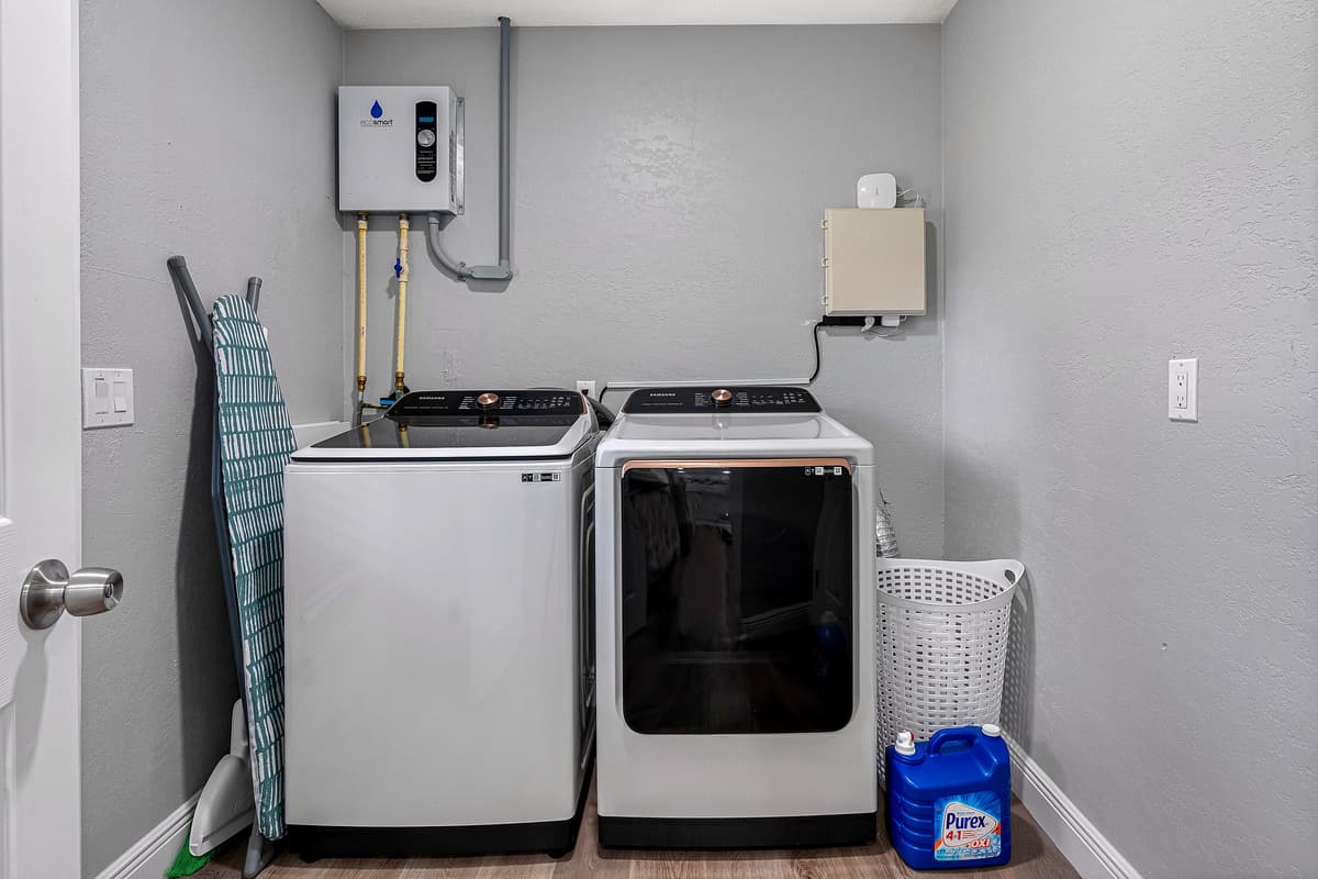 For your convenience, we installed a full sized washer and dryer. No more soiled and dirty clothes to bring home once you're back from your vacation. If you like what you see so far, send us a message!