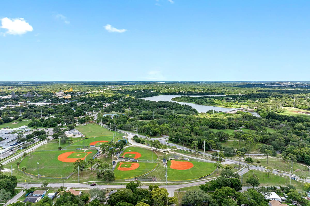 Aerial view of the neighborhood