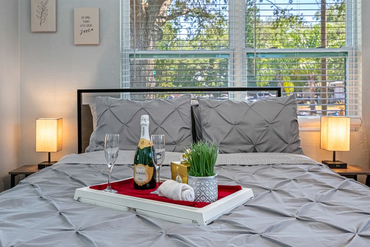 The room is tastefully decorated with soft and inviting colors, creating a warm and welcoming atmosphere.