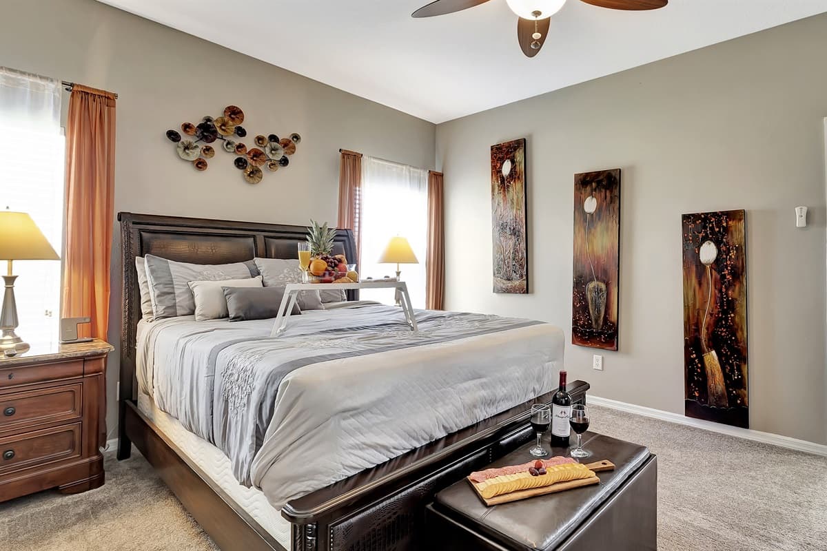 Sink into the plush, cloud-like embrace of this spacious bed, where every night's sleep becomes a dreamy journey into tranquility.