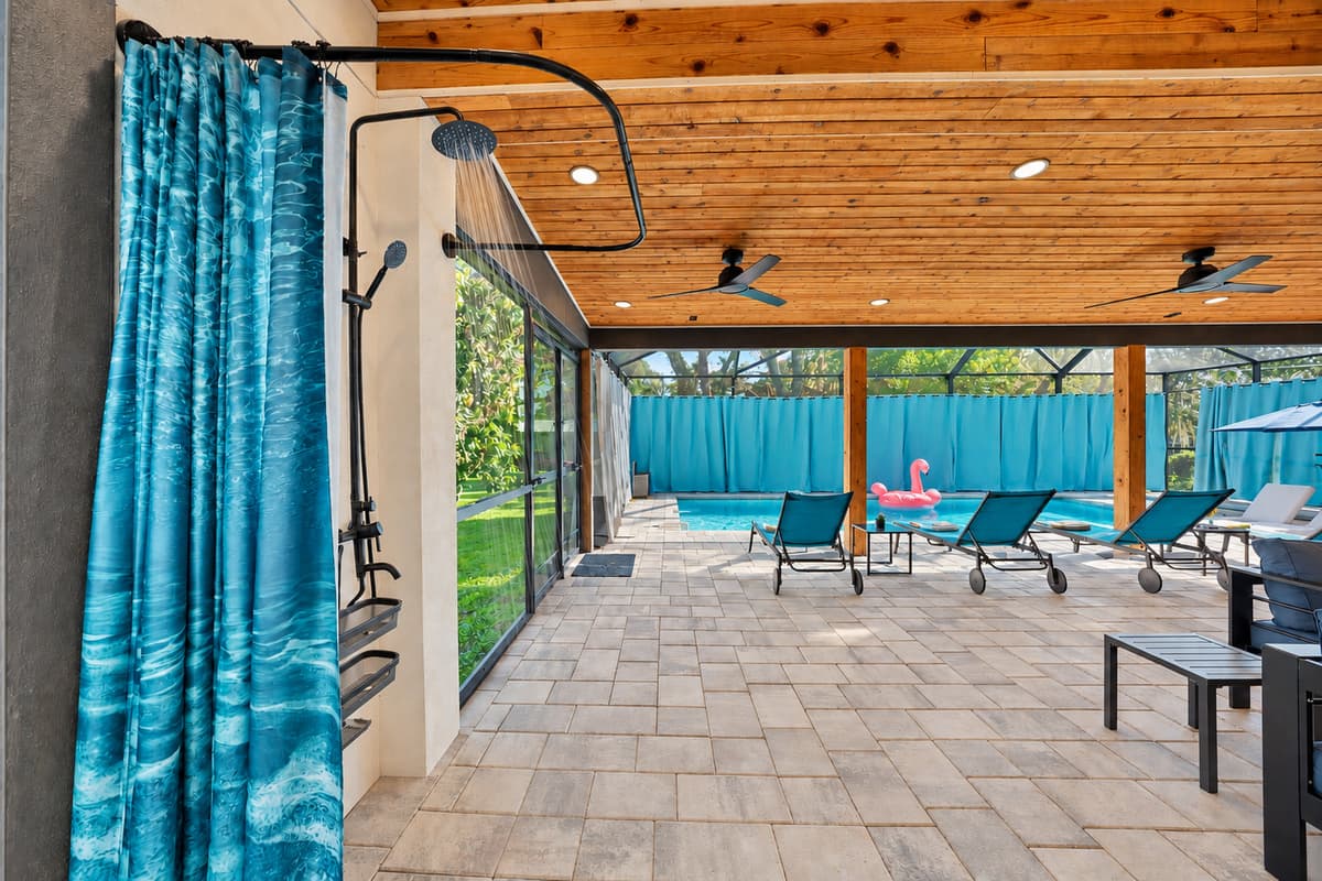 Six steps from air conditioning to water. That's the entire commute.