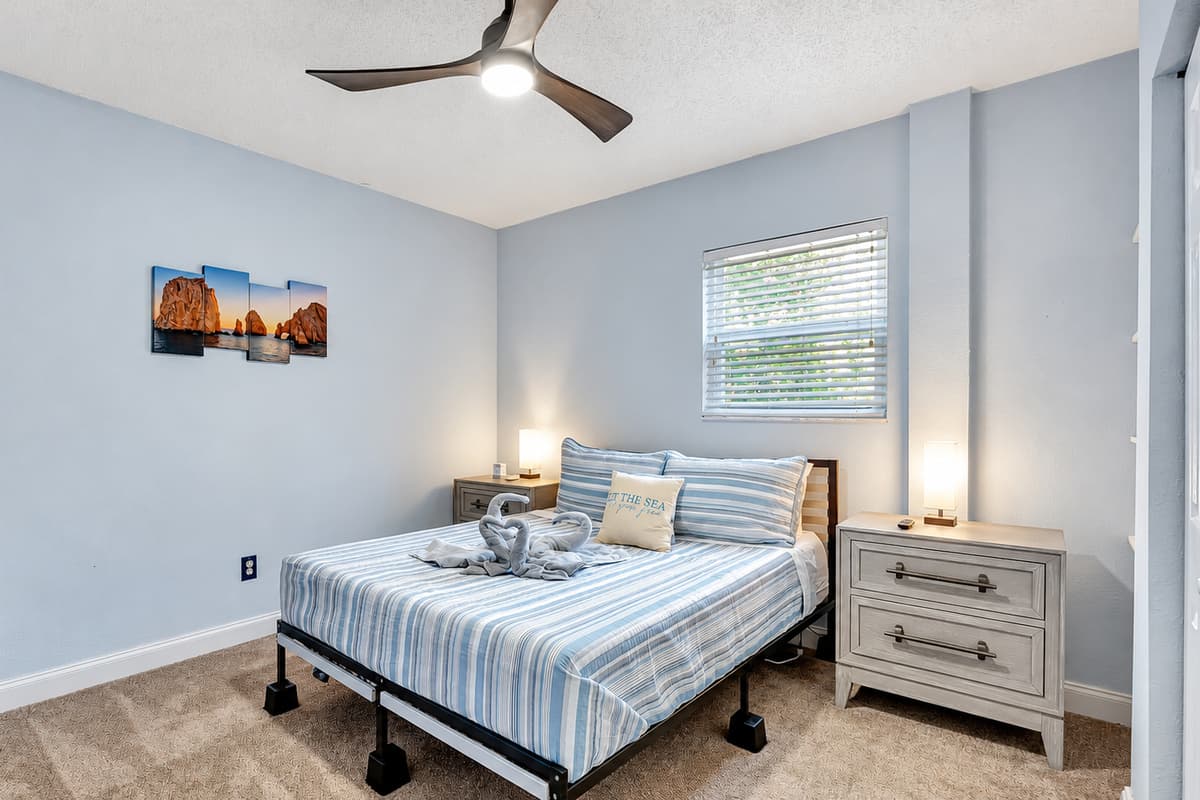 Your getaway begins here, where the embrace of the queen-size bed promises both comfort and tranquility.