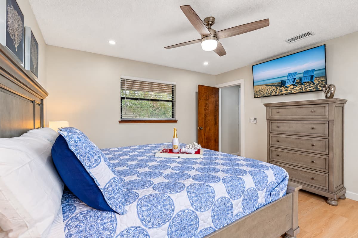 Experience the ultimate blend of comfort, elegance, and natural beauty in our king-size bedroom with an outdoor area.