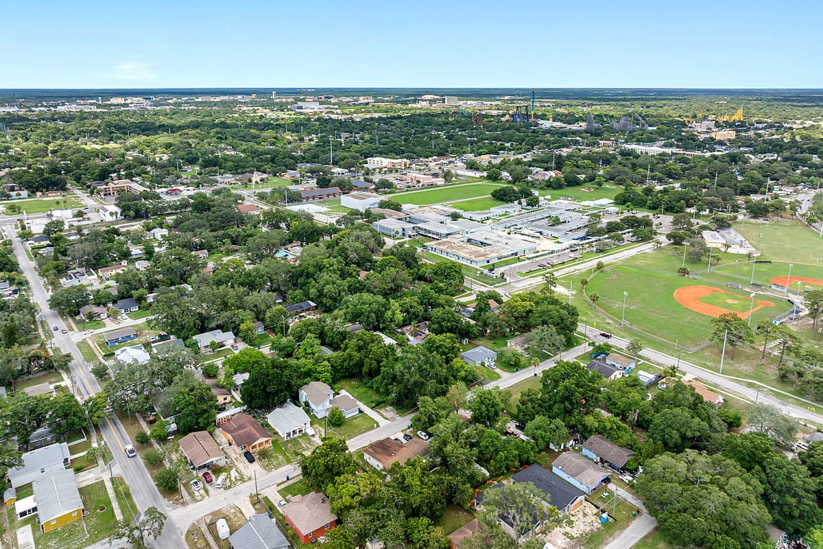 Aerial view of the neighborhood