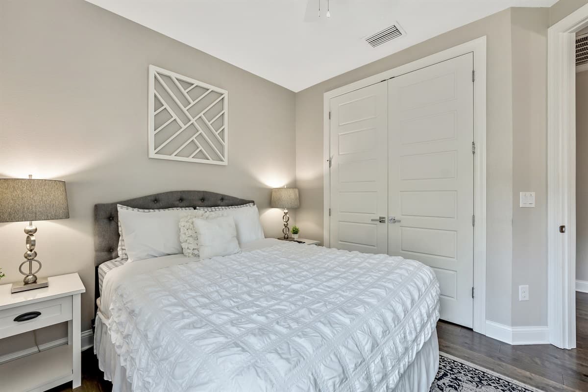 The centerpiece of this elegant space is a plush king-size bed, designed to offer you the utmost in relaxation and restful sleep.