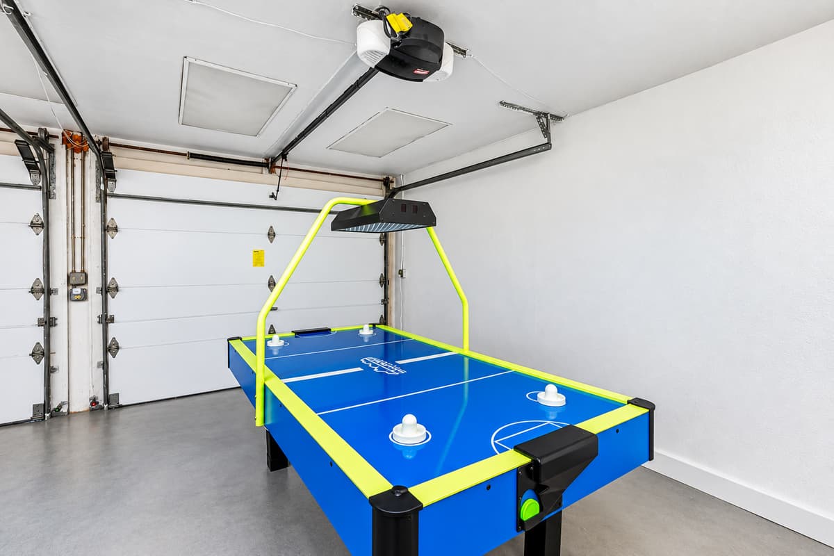 Your own mini arcade! This air hockey setup is sure to be a favorite hangout spot during your vacation.