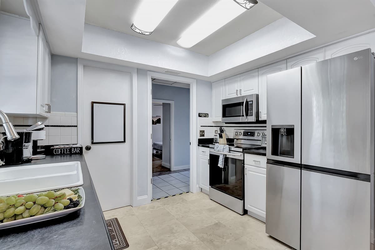 This stylish space features modern appliances, and ample counter space.