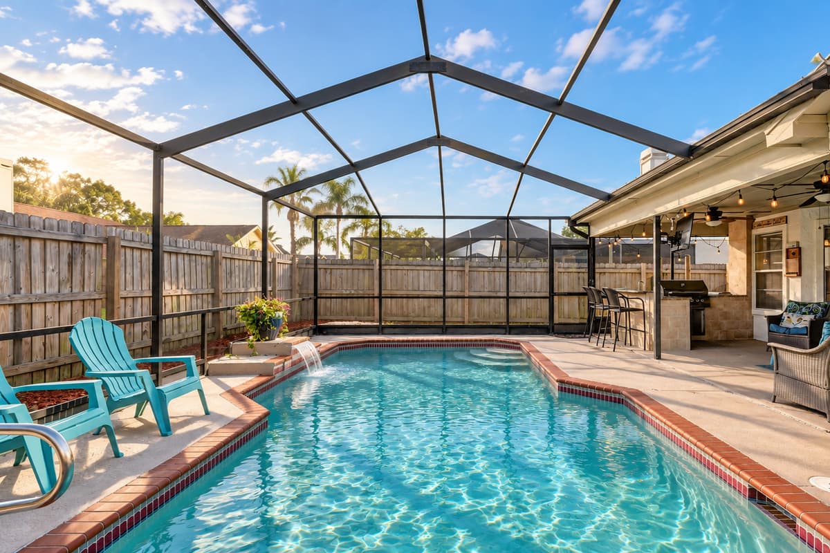 Dive into a world of serenity and bliss in our sheltered pool oasis.
