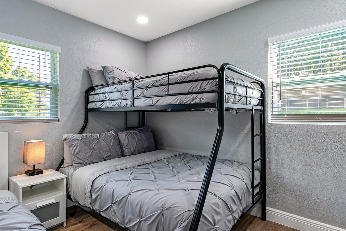 This bedroom is perfect for a small family or a group of friends who wants to sleepover. Have an amazing time while having comfortable sleeping arrangements. Send us a message if you like this property!