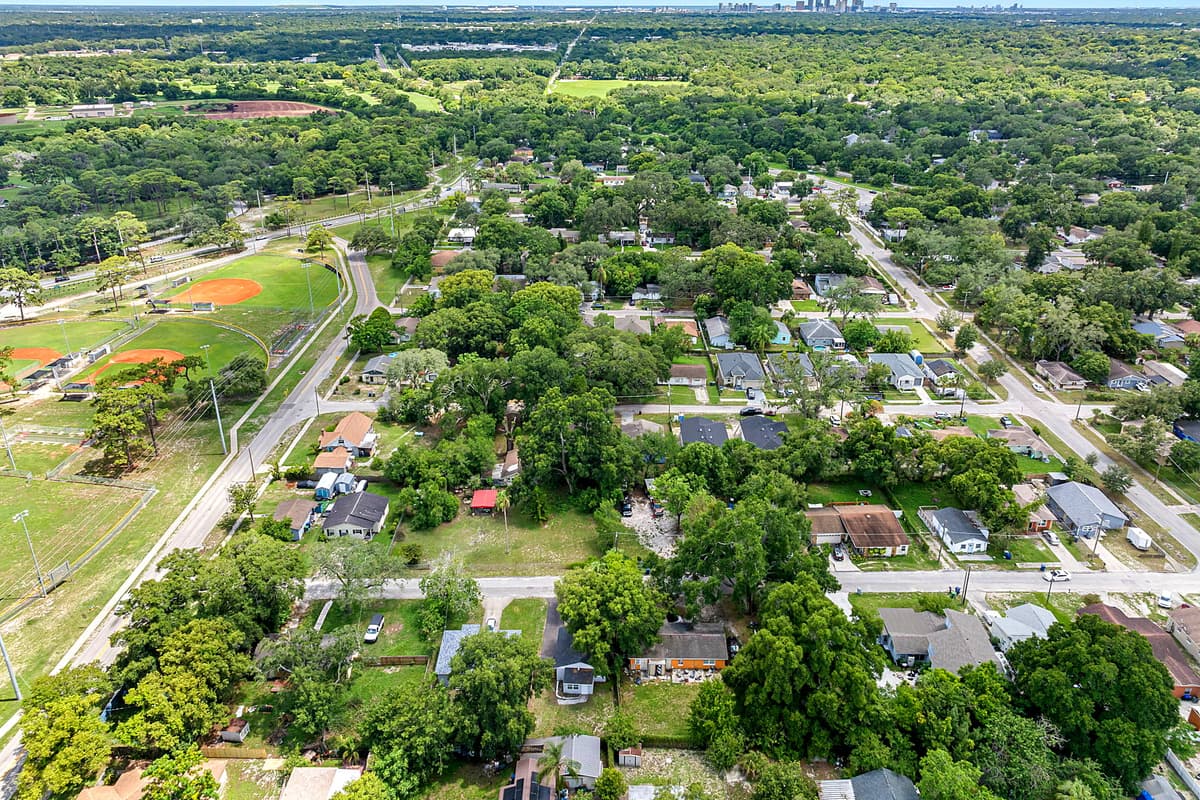 Aerial view of the neighborhood