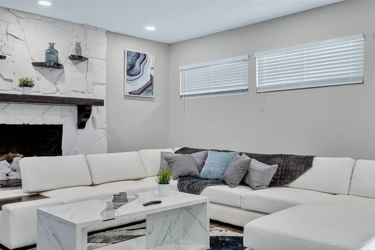 Our large living area with comfortable L-Shaped modern couch will ensure a great time for all of our guests. If you have any questions about this property, please send us an inquiry today!