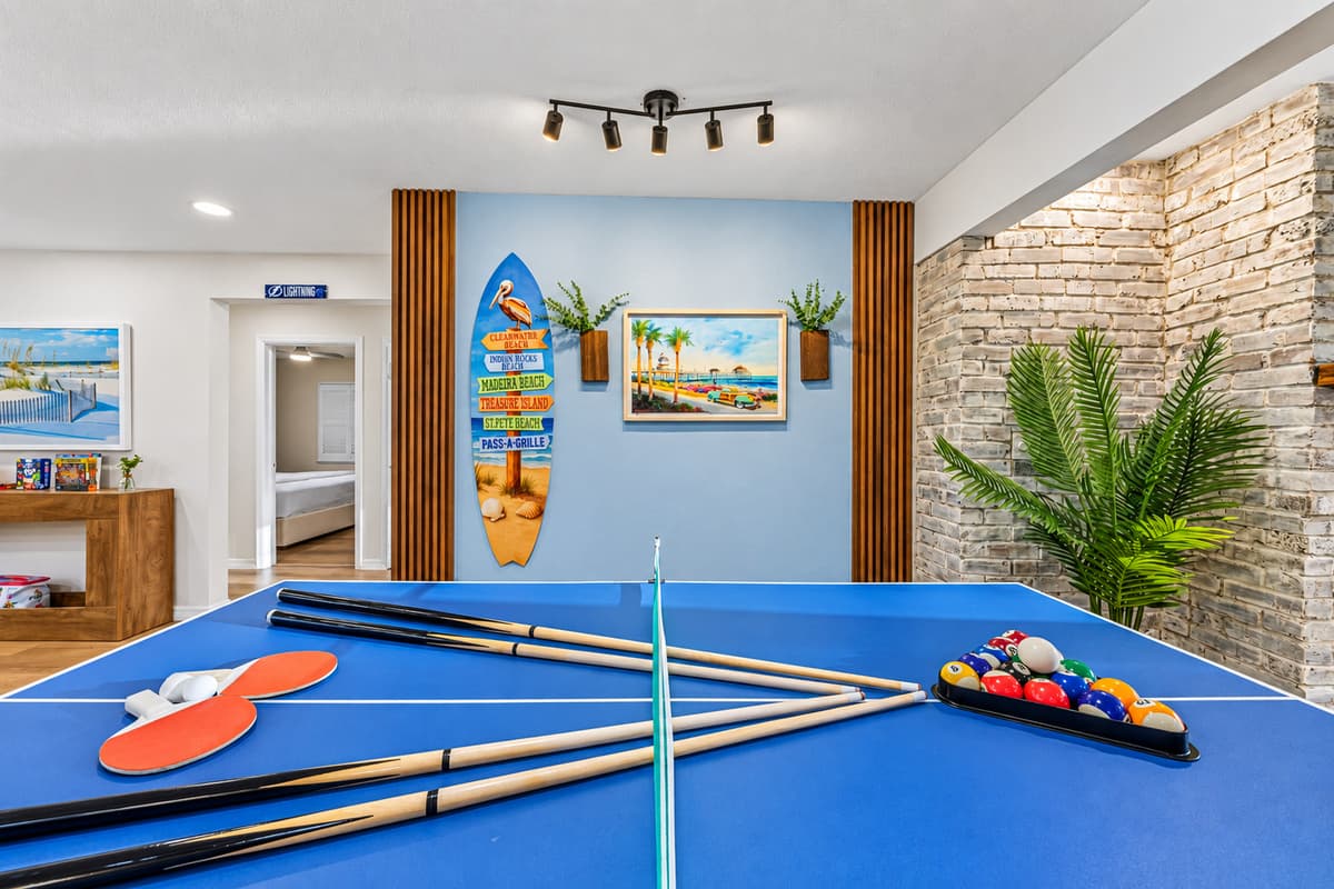 Spacious entertainment zone with pool table and stylish design for a fun group experience 