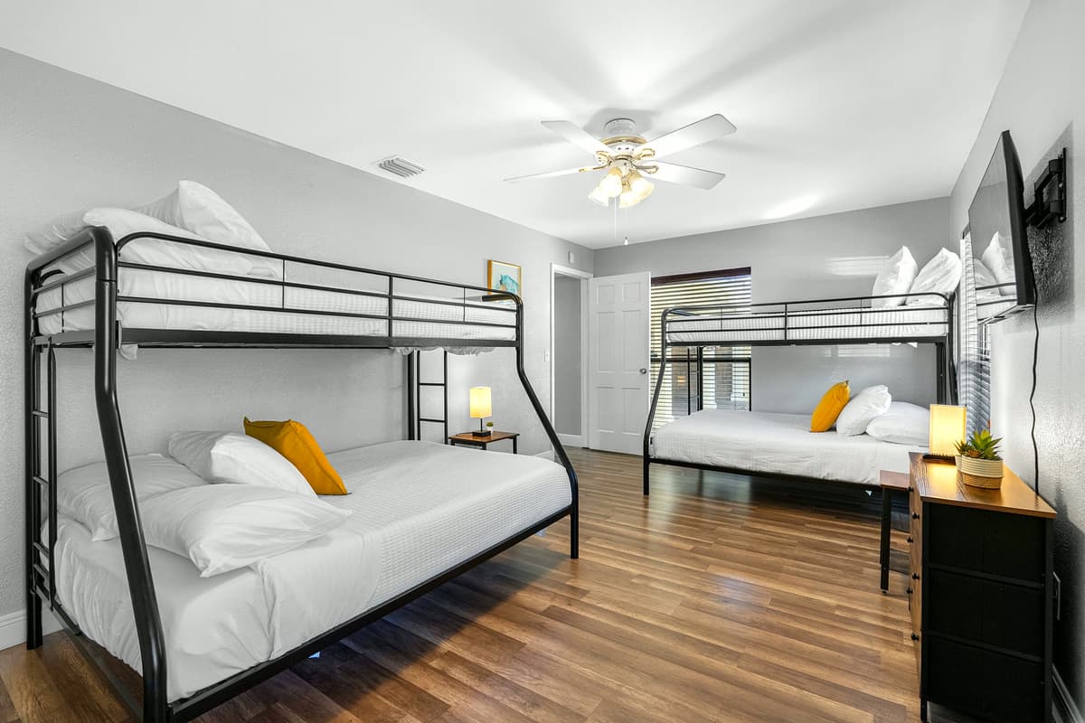 Plenty of sleeping space with two sturdy bunk beds — perfect for kids, cousins, or friends.