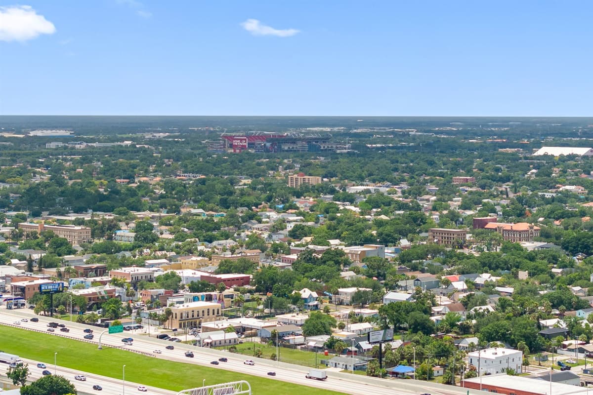 Aerial view of the neighborhood