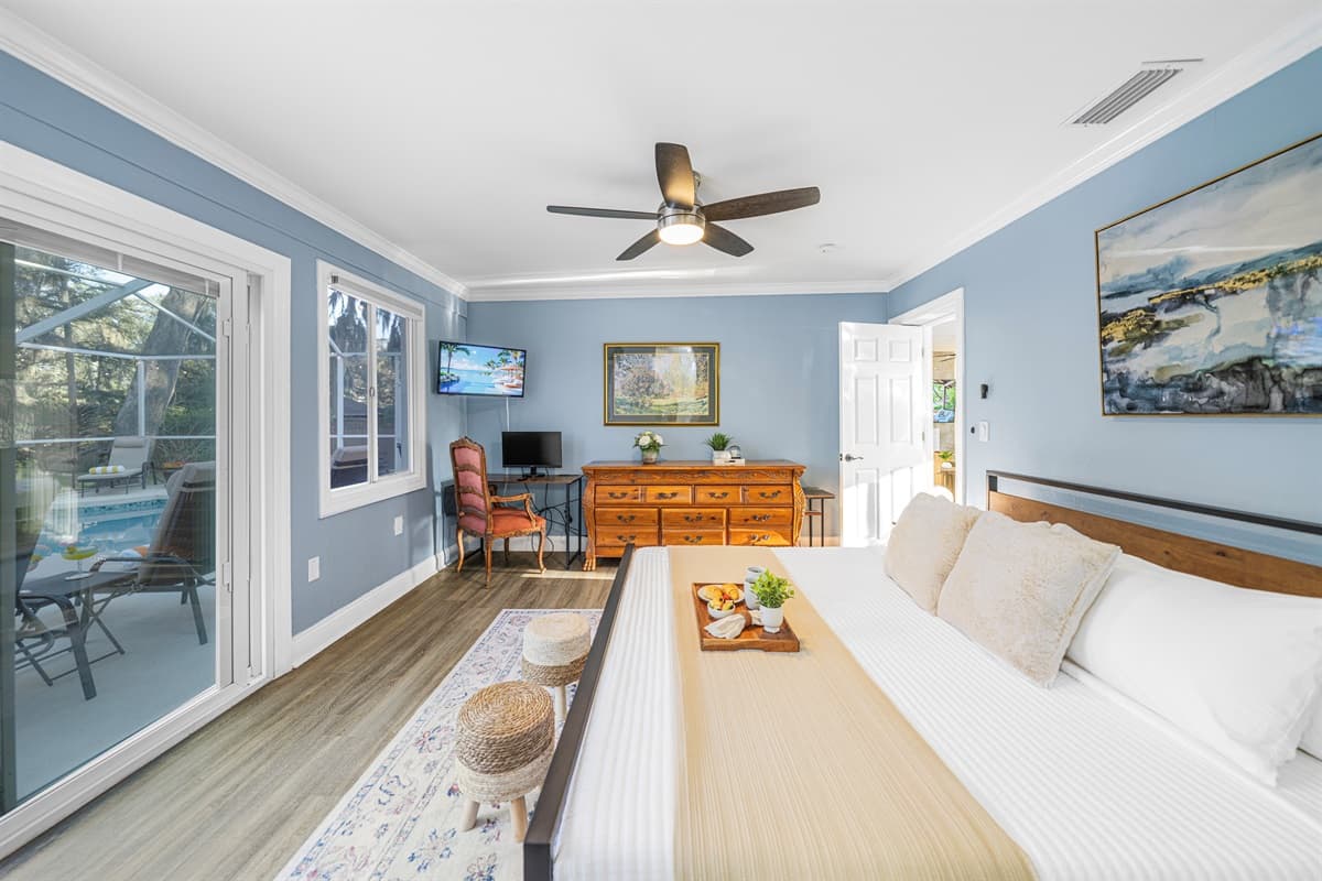 Enjoy comfort and style in this inviting king bedroom, thoughtfully designed for a peaceful night’s sleep.