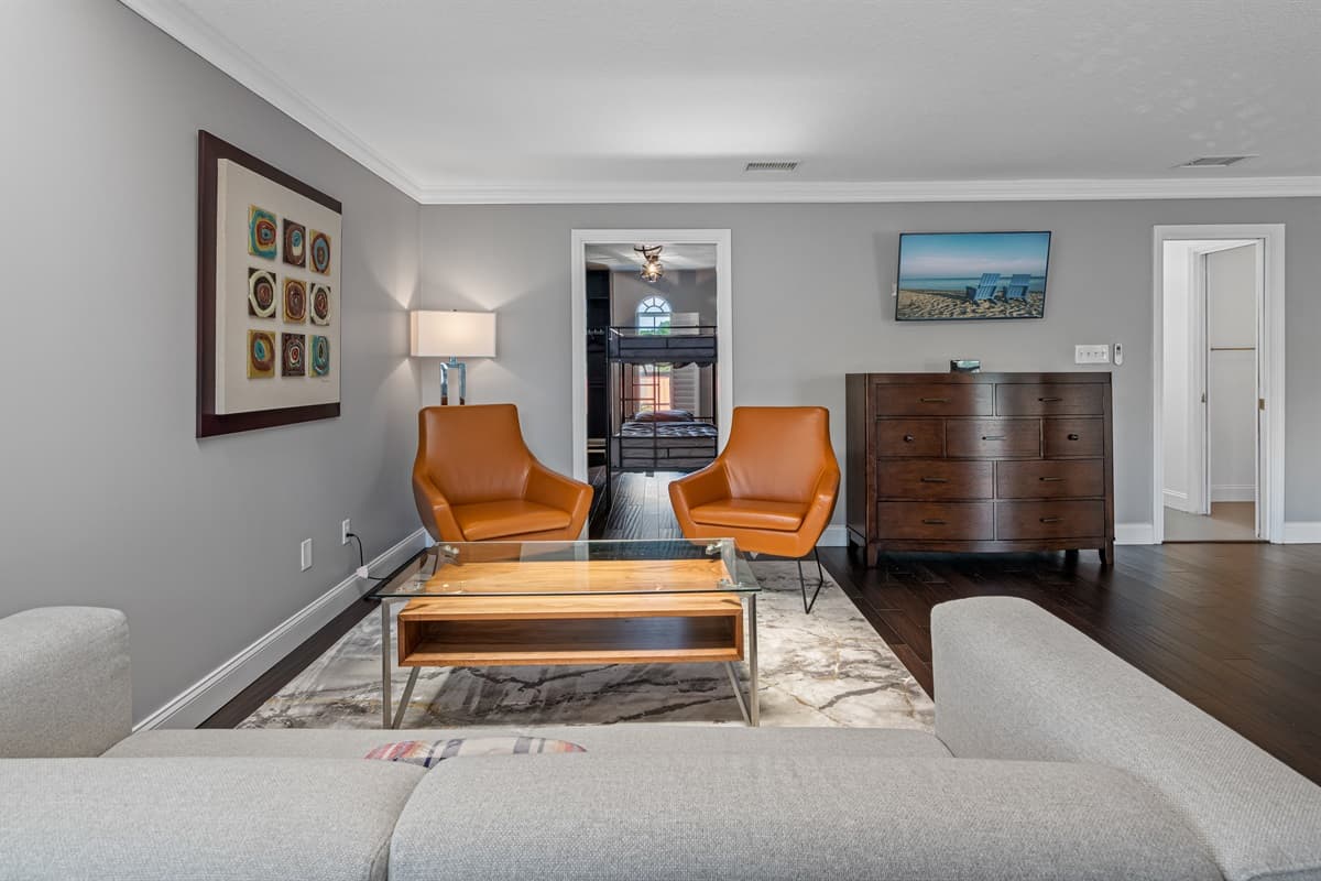 Slip into a luxurious haven of tranquility and style with our breathtaking bedroom.
