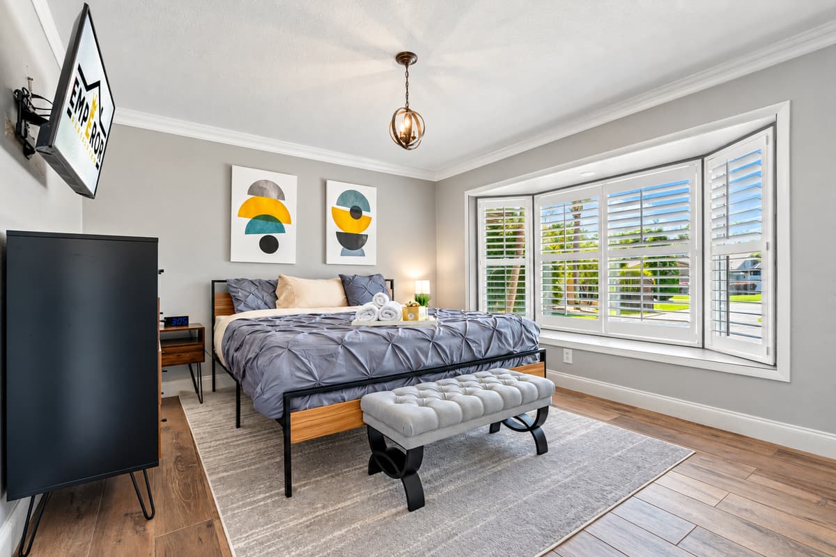 From the inviting decor to the plush bedding, every element has been carefully curated to create a space that's as chic as it is cozy.