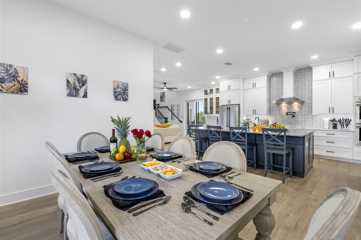 Constructed from rich, durable wood, the dining table combines elegance with sturdiness, making it both a practical and aesthetically pleasing centerpiece.