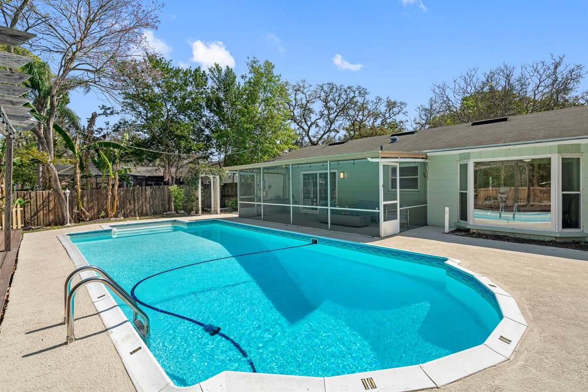 This pool area offers privacy and a sense of natural tranquility.