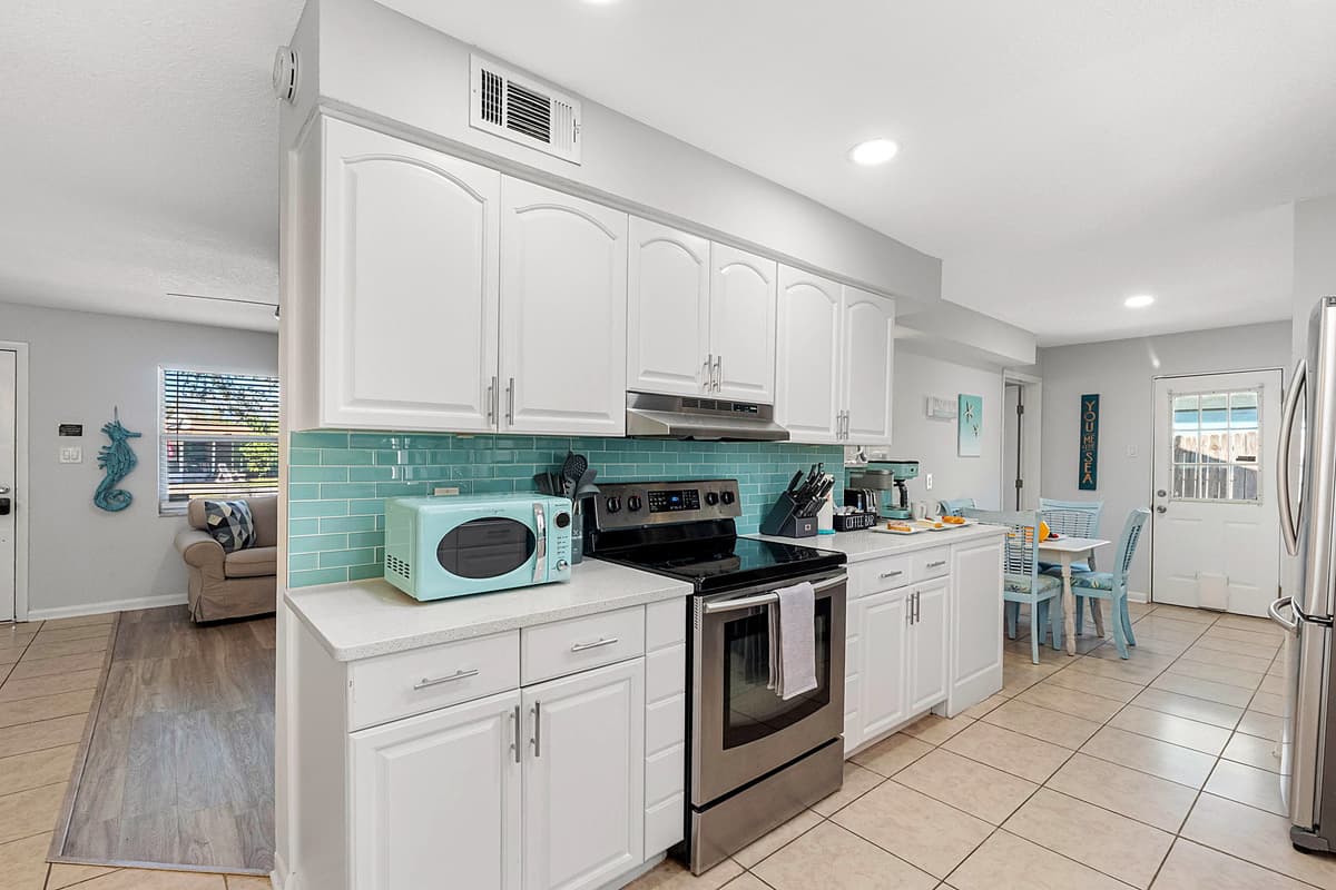 The spacious layout includes ample counter space, making meal preparation a breeze.
