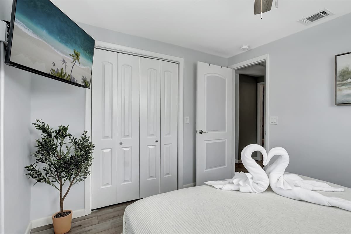 A cozy retreat, where comfort and entertainment unite.