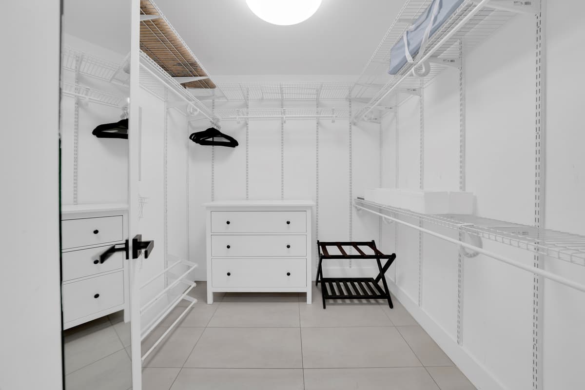 The walk-in closet lets you keep everything organized without a worry.