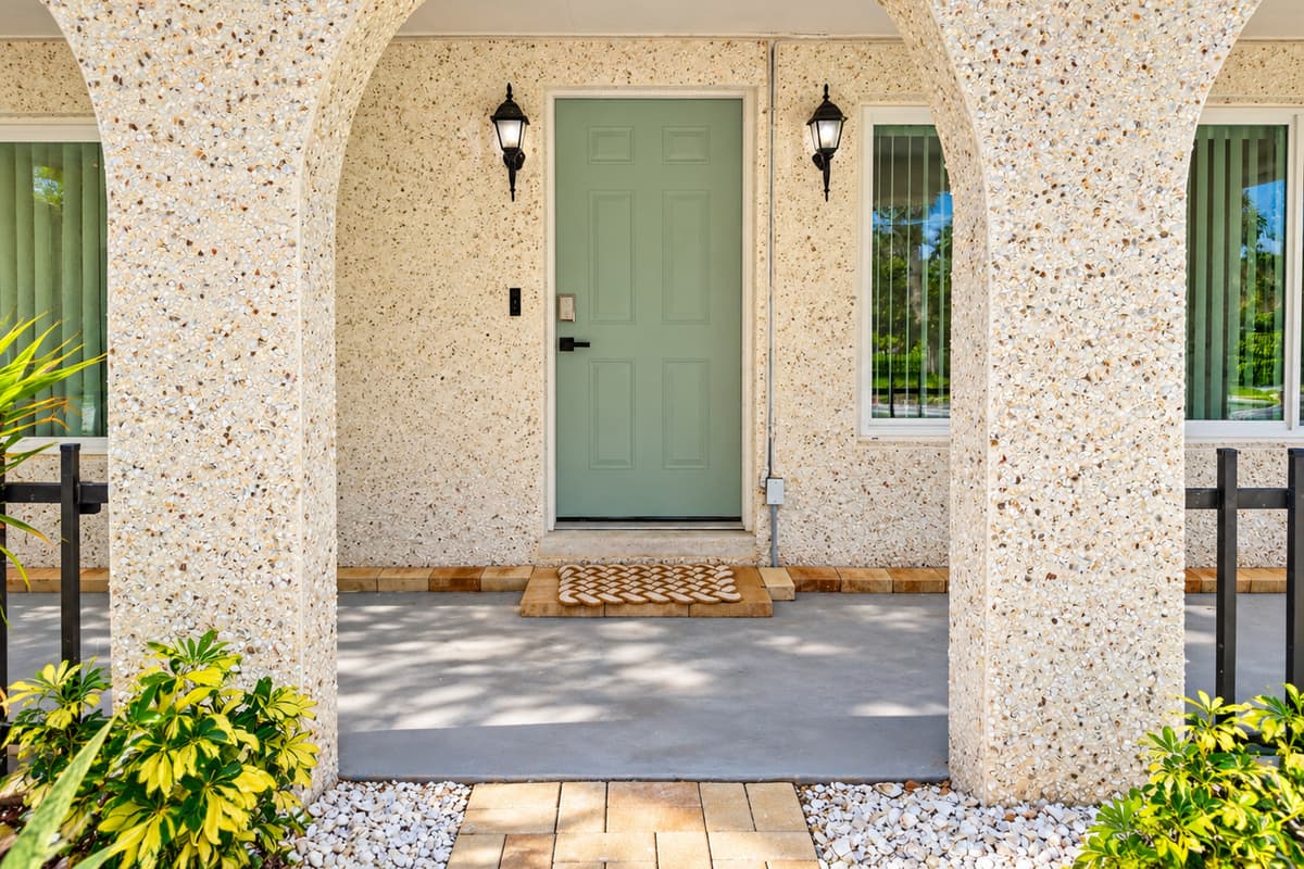 Covered front entrance at Bayview.
