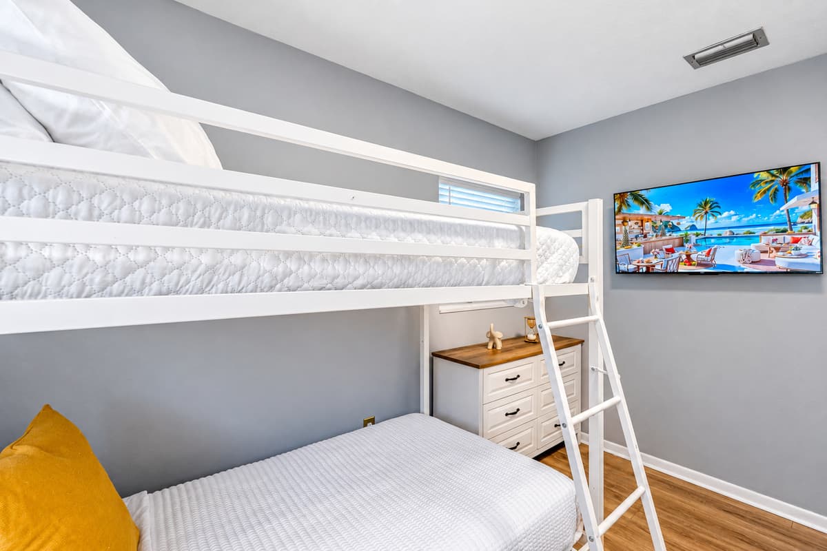 Practical and playful bunk room that makes group stays easy and fun.