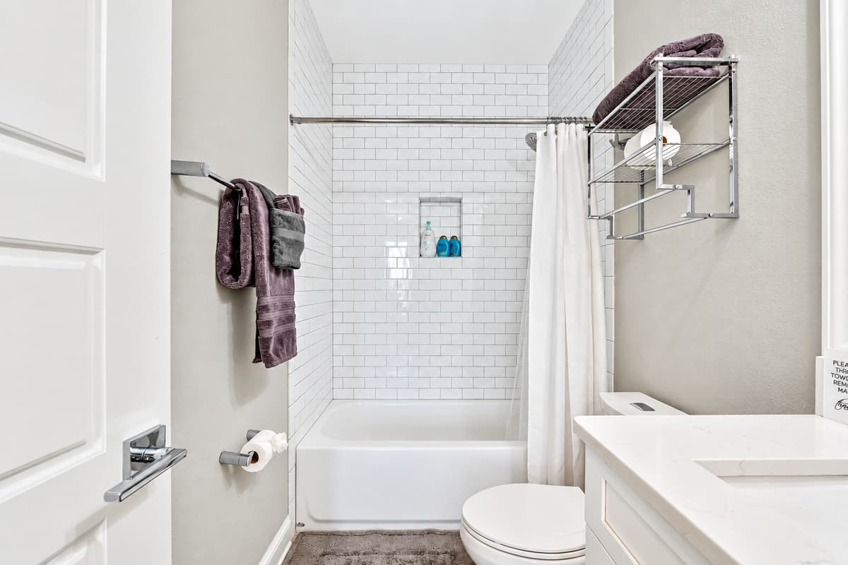 Whether you’re starting your day with a refreshing shower or ending it with a luxurious bath, this bathroom is designed to cater to your every need.