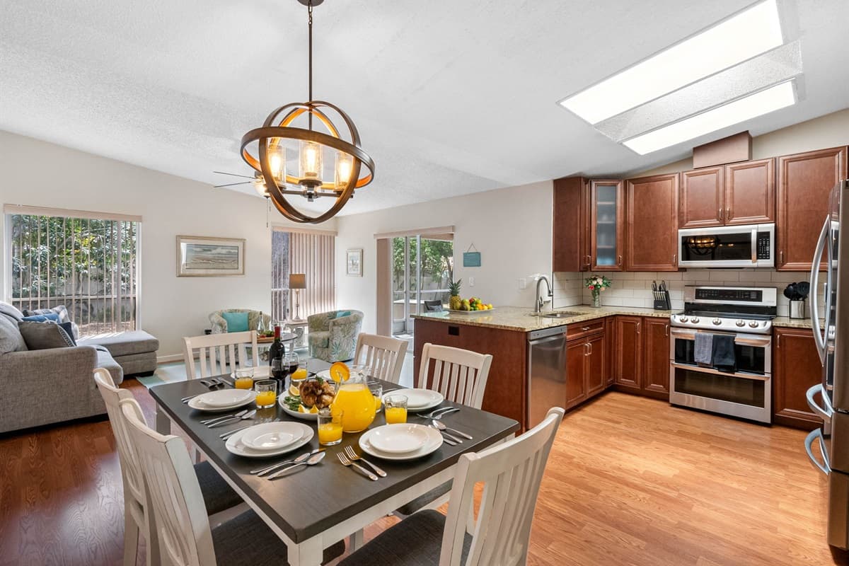 Featuring a comprehensive array of modern appliances, essential cookware, and versatile utensils that facilitate the preparation of a wide range of home-cooked meals.
