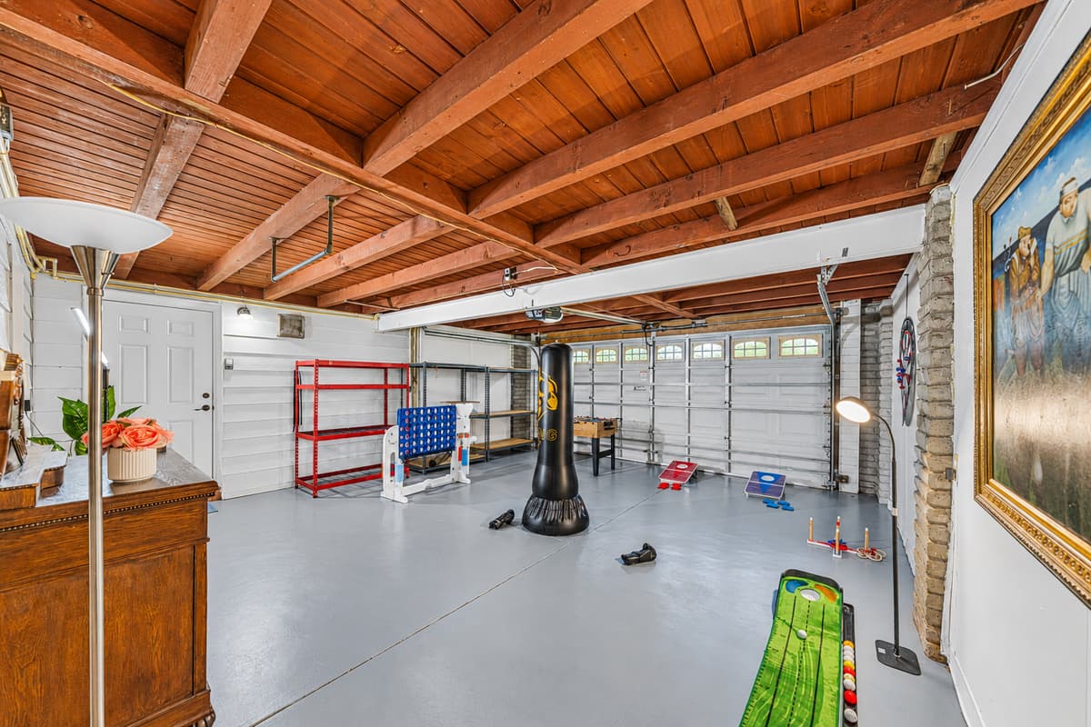 This large game room offers plenty of room to play, move around, and enjoy multiple activities at once.