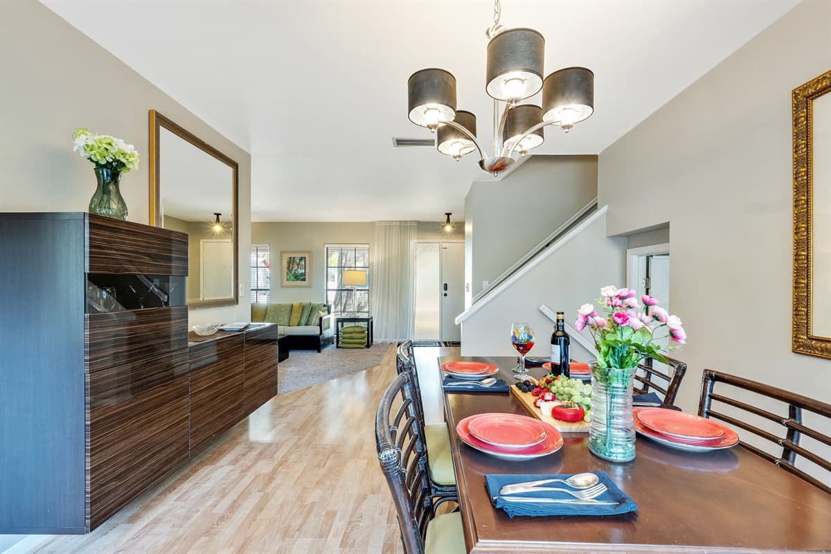 Our dining table fronting the large window sets the stage for unforgettable dining experiences.