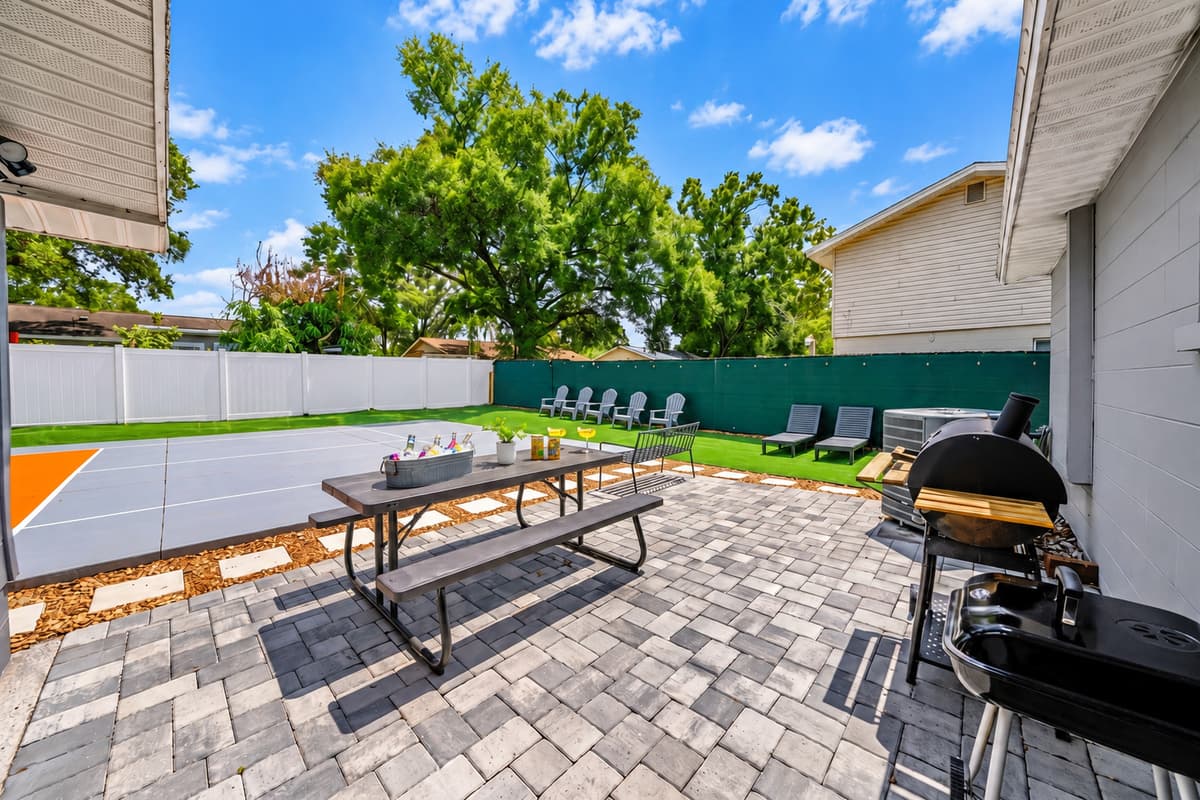 Spacious and sturdy, this picnic table offers a casual spot to dine, play games, or just unwind.